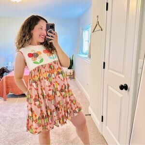 Tuckernuck Manoush White Pink Cotton Quilted Flower Mini Dress 4